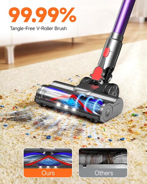 FEPPO Cordless Vacuum Cleaner - Powerful Stick Vacuum with 70-Minute Runtime | Self-Standing, Anti-Tangle Design for Home & Pet Hair