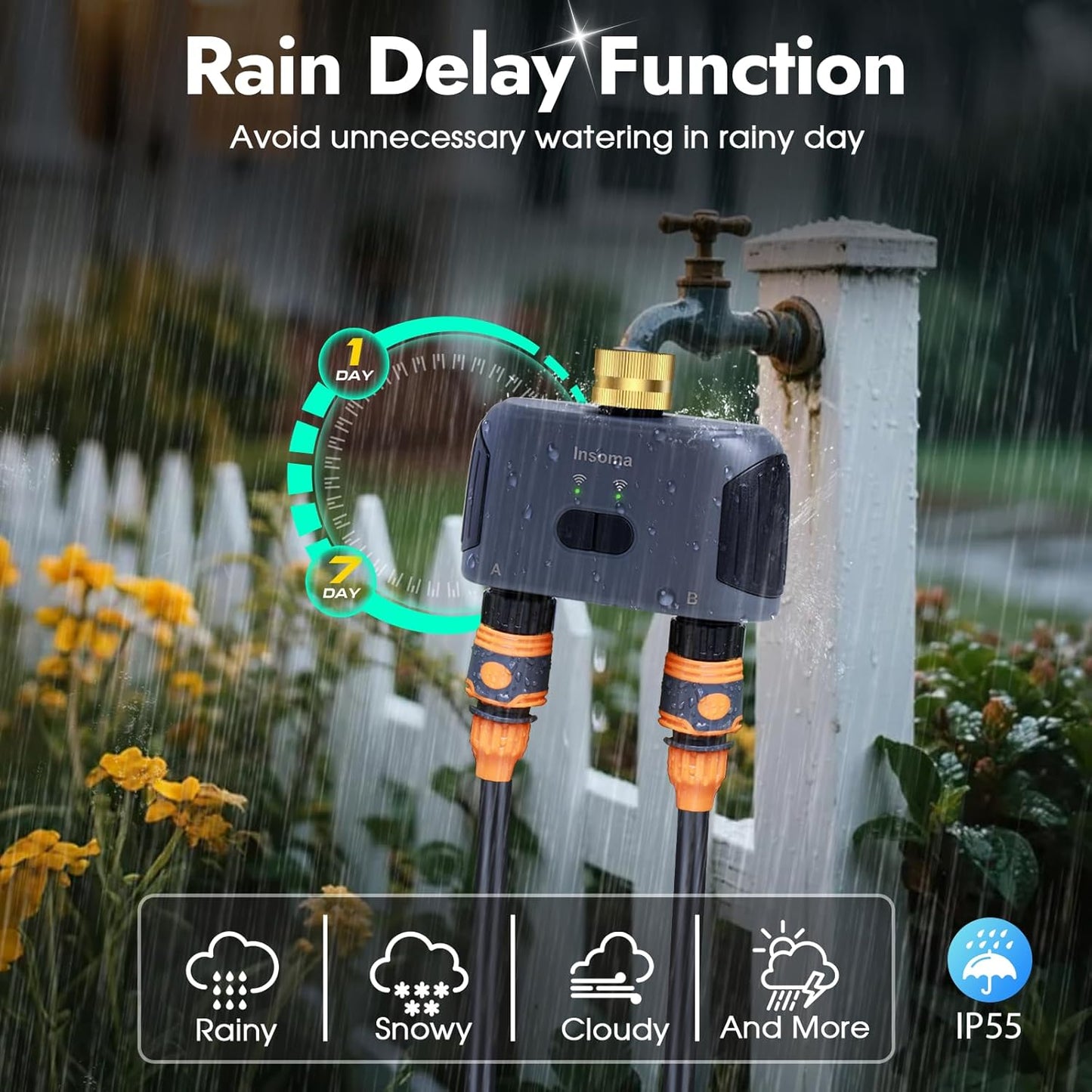 Skiennix WiFi Water Timer - 2 Zones Brass Inlet Sprinkler Timer with APP Control & Voice Activation