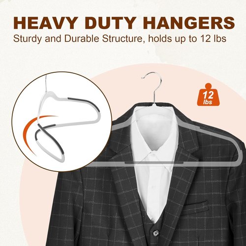 HOUSE DAY Heavy Duty Plastic Hangers - Non-Slip 30 Pack with Rubber Pads & 360° Hook | Space-Saving White Closet Organizer for Shirts, Pants, Suits, Skirts