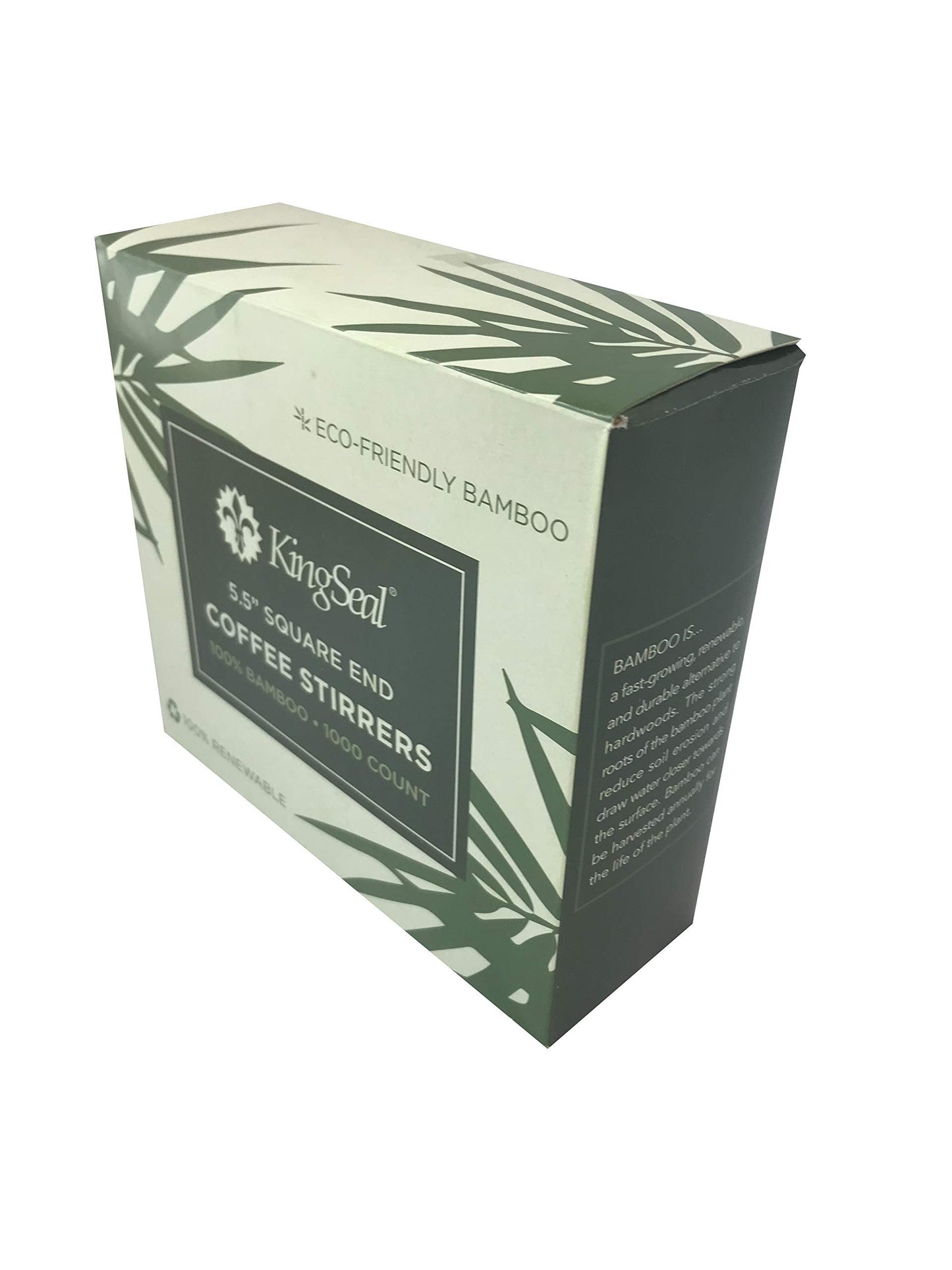 1000 Count | KingSeal Bamboo Coffee Stir Sticks, 5.5 inches, Square End, Stronger and Thicker Than Standard Wood, 100% Renewable and Biodegradable - 1 box of 1000 Stirrers