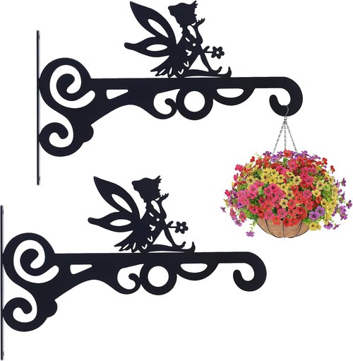 Hogardeck Metal Plant Hangers - 10” Outdoor Decor Hooks for Hanging Plants & Bird Feeders | 2 Pack