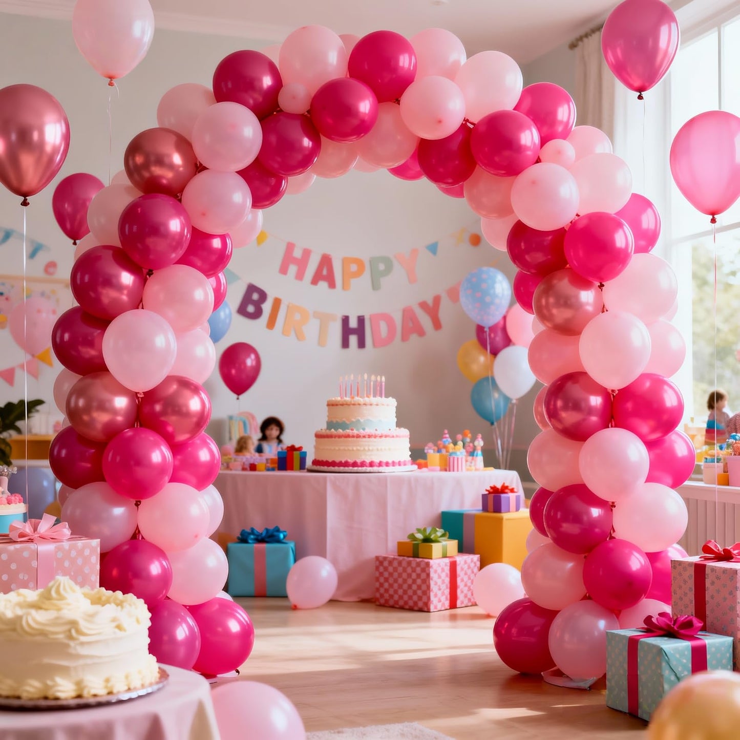 Pink Balloons Set, 66pcs 12 Inch Hot Pastel Pink Confetti Latex Balloon for Girls Women Birthday Baby Shower Wedding Princess Party Decorations
