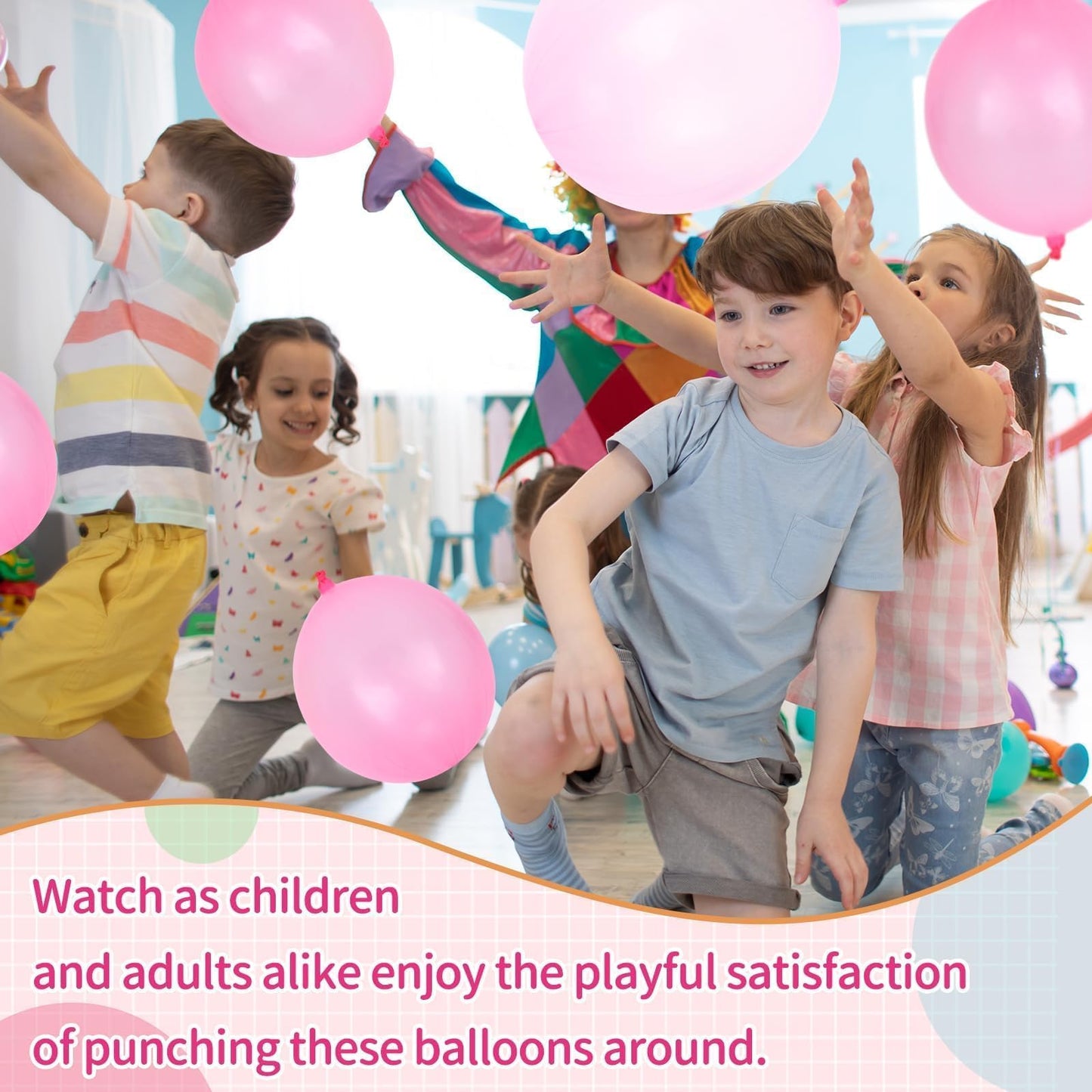 36 Pcs Pink Punch Balloons | with Rubber Band Handle for Easy Grip - Ideal for Kids’ Birthday Party Favors, Classroom & Outdoor Play(Pink)