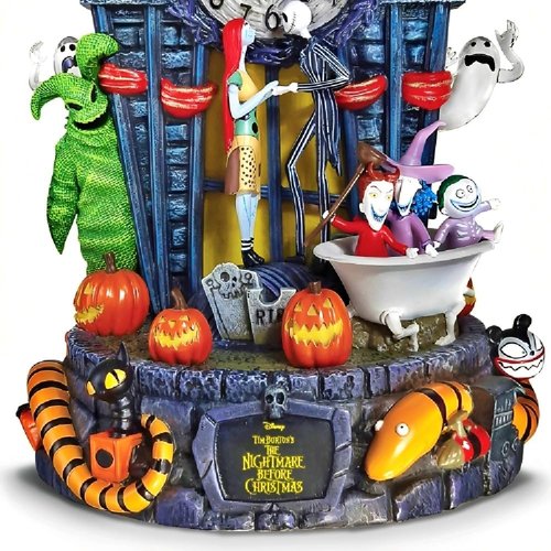 Bradford Exchange | Tim Burton's Nightmare Before Christmas Wall Clock - 30th Anniversary, LED Lights, 11-Inch