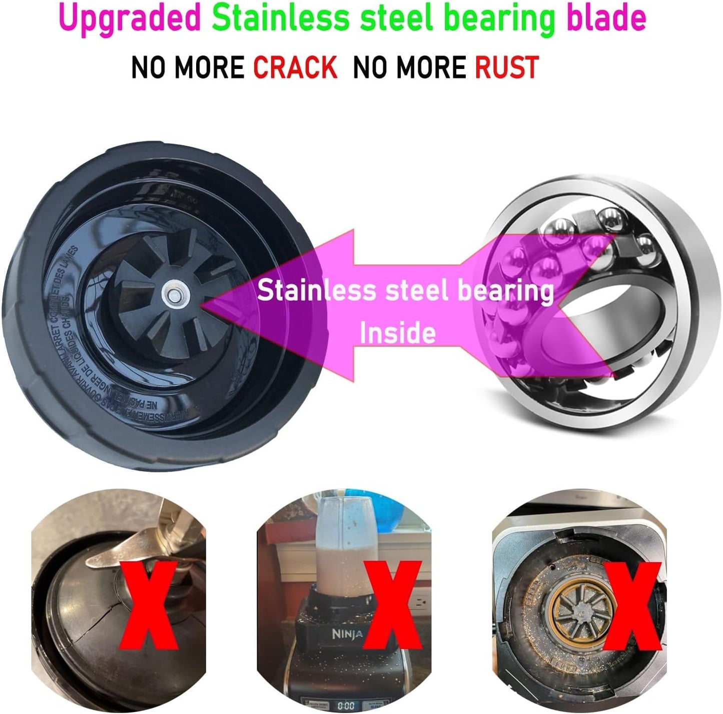 Nutri Ninja Replacement Blender Blade & 24oz Cup Accessories - Includes Lid for SS Series Models