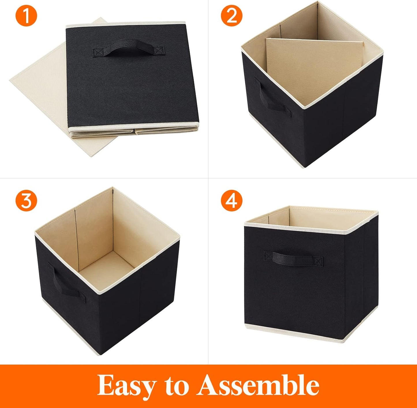 Lifewit Storage Cubes - Foldable Decorative Fabric Baskets for Home Organization | 11-Inch, 6-Pack, Black