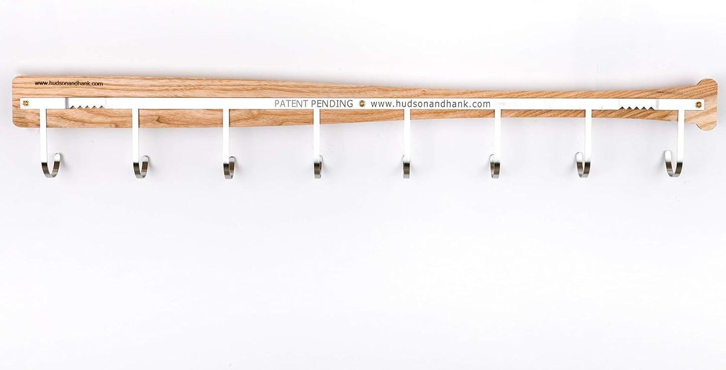 KT Bats Coat Rack Wall Mount Baseball Bat Cap Hat Towel Jersey Display Fully Assembled Unique Idea for Sports Fans Perfect Mudroom Bedroom Entryway Bathroom Organization System with 8 Hooks (Red)