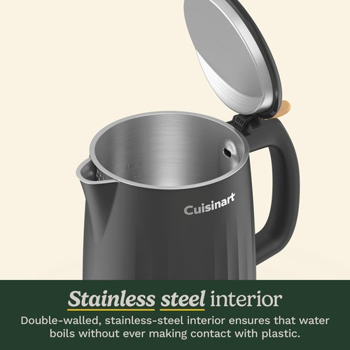 Cuisinart Soho 1-Liter Double Wall Electric Hot Water Kettle, Tea Kettle with Stainless Steel Interior, One Touch Operation to Boil Water for Tea, Hot Cocoa, or Instant Oatmeal, CK-10BK, Black