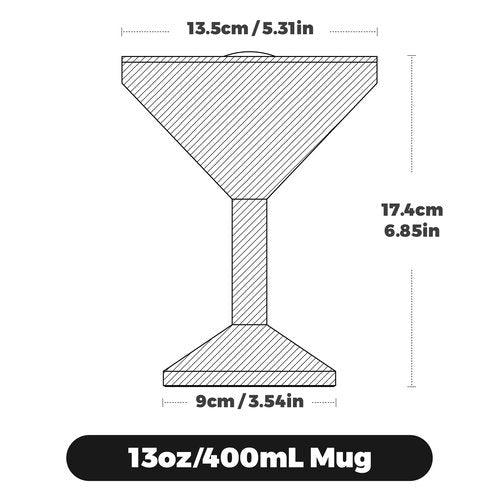 CHUGONGFANG 13oz Stainless Steel Martini Glass - Insulated Margarita Tumbler with Lid,Double-layer insulation function for outdoor, picnic, poolside, beach and yard parties