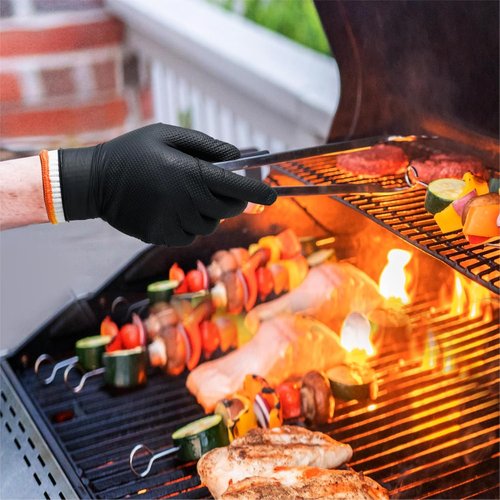 ANBOSON BBQ Gloves - Disposable Nitrile Cooking & Grilling Gloves with Washable Cotton Liners | X-Large, 100 Count