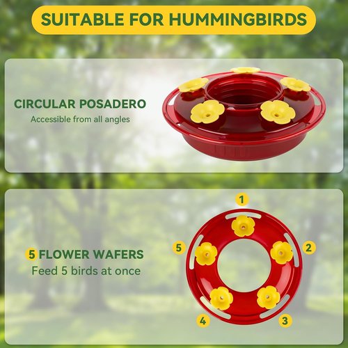 Hummingbird Feeder - 8.3oz Outdoor Hanging Design with 5 Bee Guard Ports & Ant Moat | Perfect Garden Gift Set (2 Pack)
