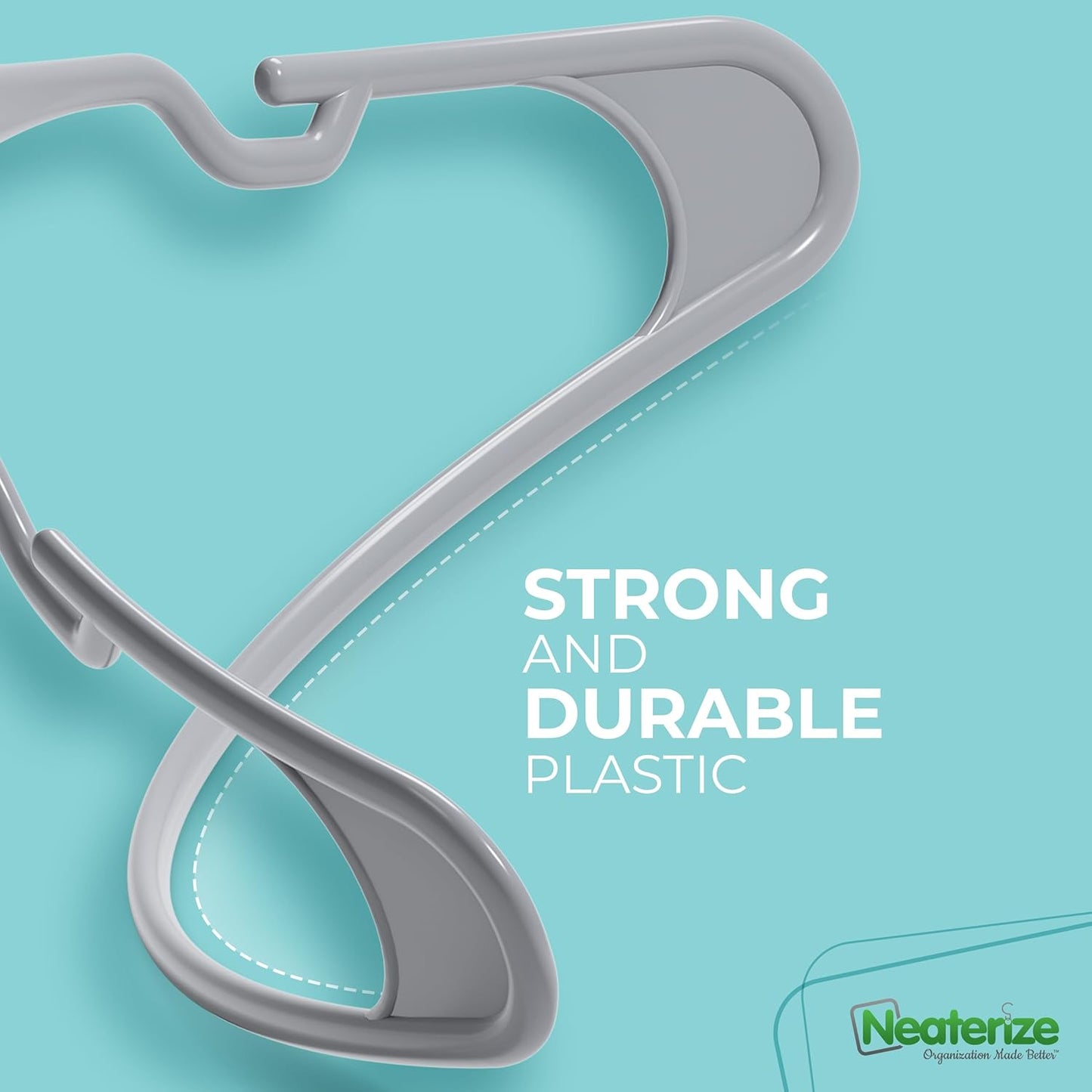 Neaterize Clothes Hangers - Space-Saving Plastic Hangers for Adults | 50-Pack in Grey