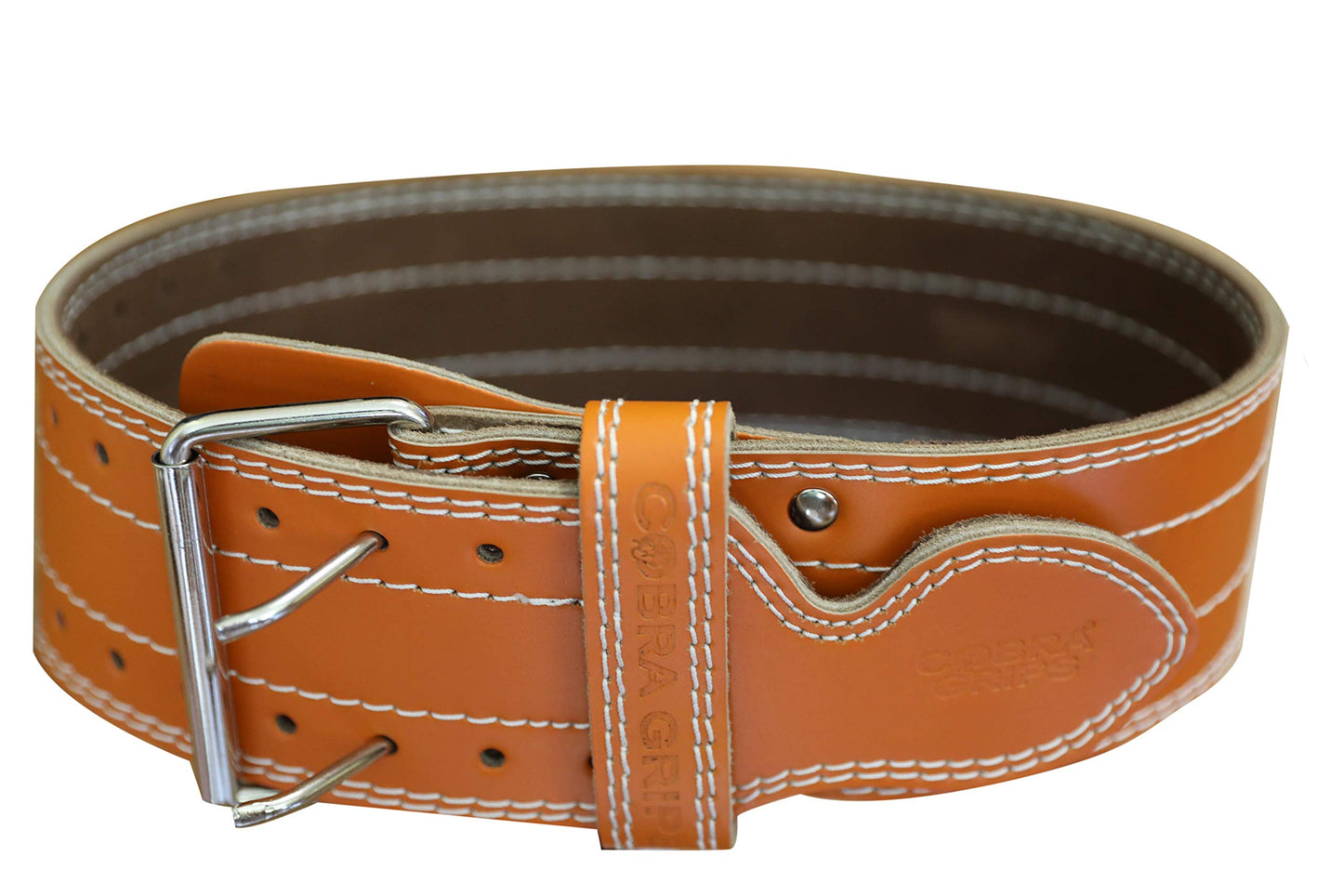 Weight Power Lifting Belt 4” Wide Cobra Grips Best Premium Genuine Leather Belt for Men & Women Adjustable Weightlifting Back Support (Orange, Medium 32"-40)