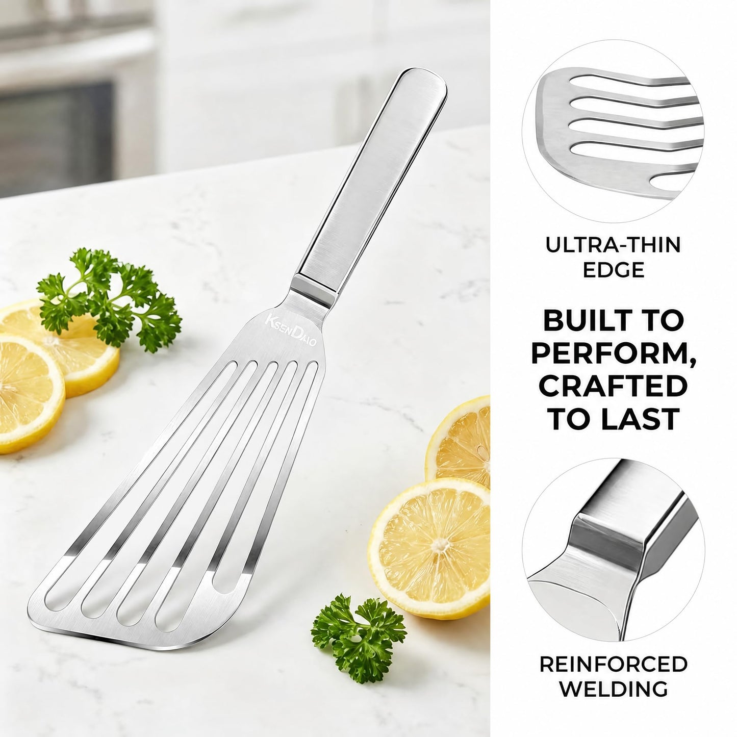KSENDALO 2 Pack Flexible Fish Spatula Stainless Steel for Kitchen