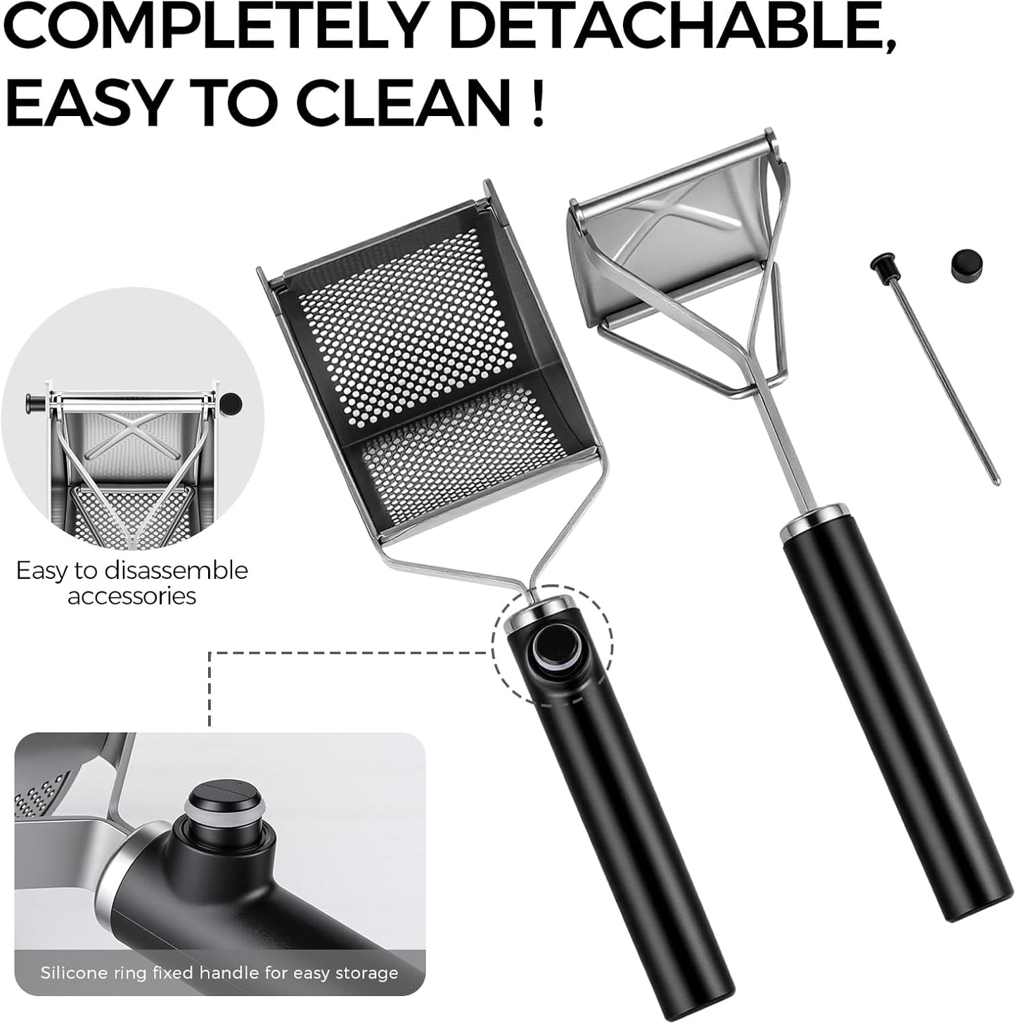 LHS Potato Ricer - Upgraded Stainless Steel Masher for Heavy Duty Home & Commercial Use