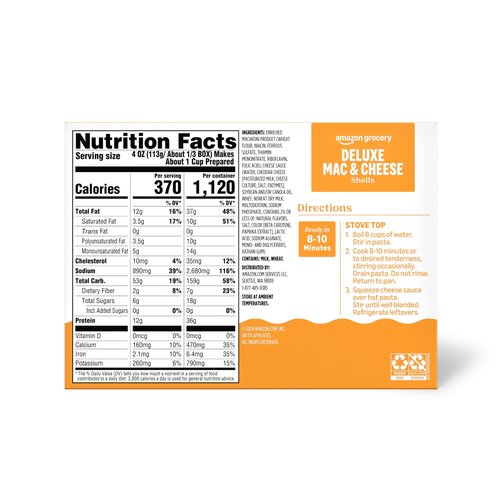 Amazon Grocery, Deluxe Mac & Cheese Shells, 12 Oz