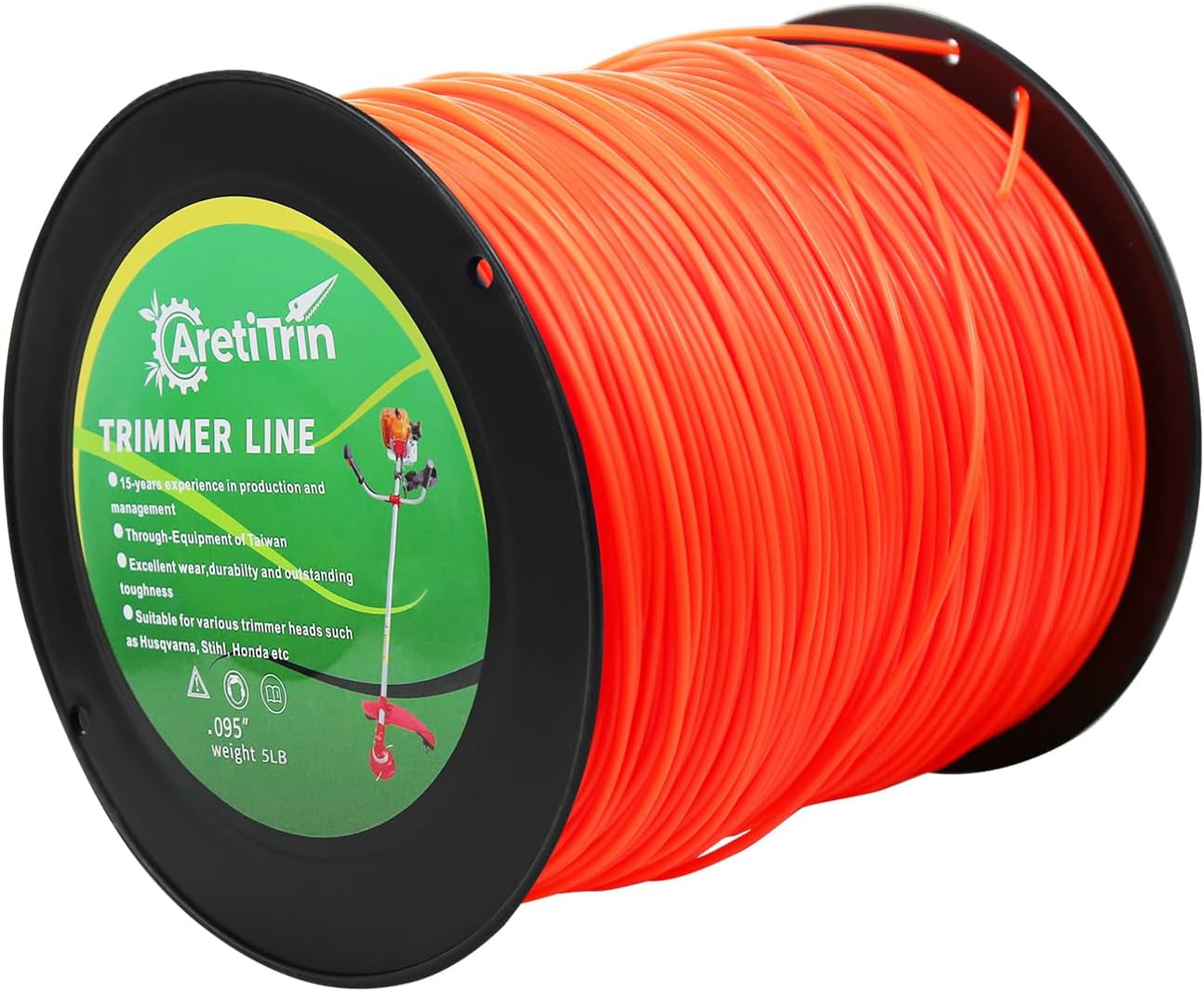 Skiennix 0.095" String Trimmer Line - Heavy Duty Round Orange Nylon, 1391ft for Lawn Edging & Thick Weeds