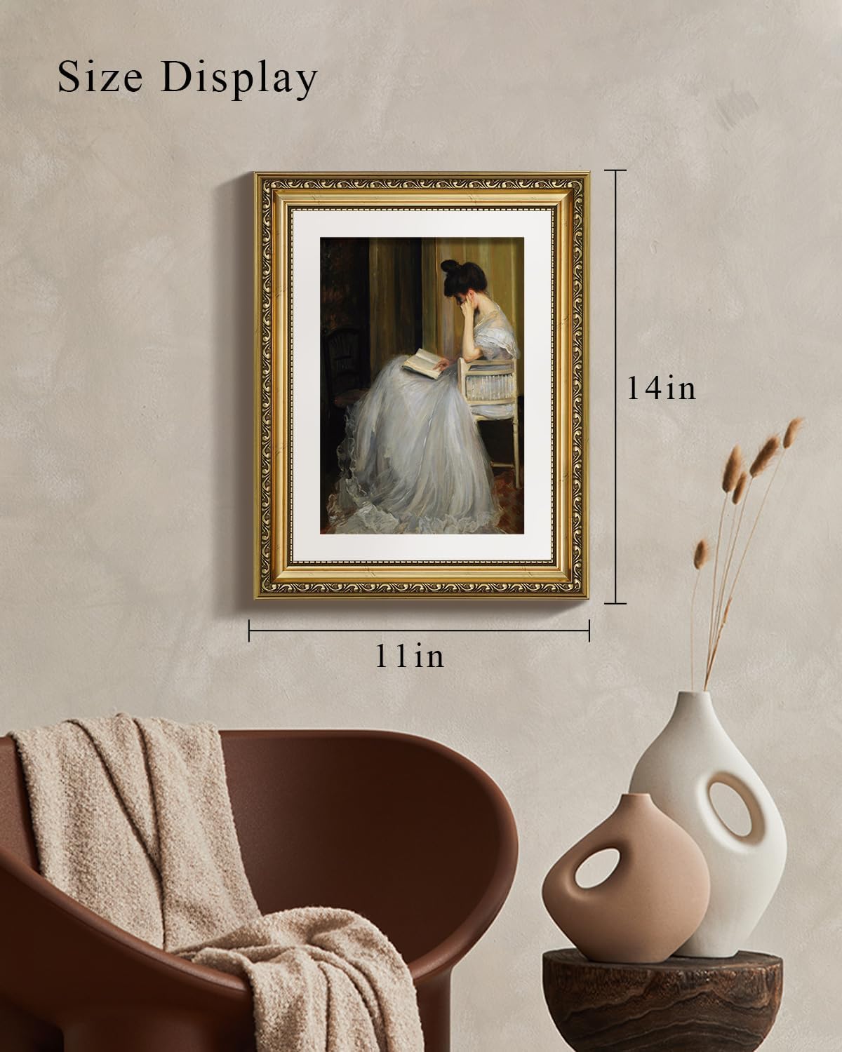 VIYYIEA Gold Framed Wall Art - Elegant Canvas Print for Home Decor | 11x14in, White