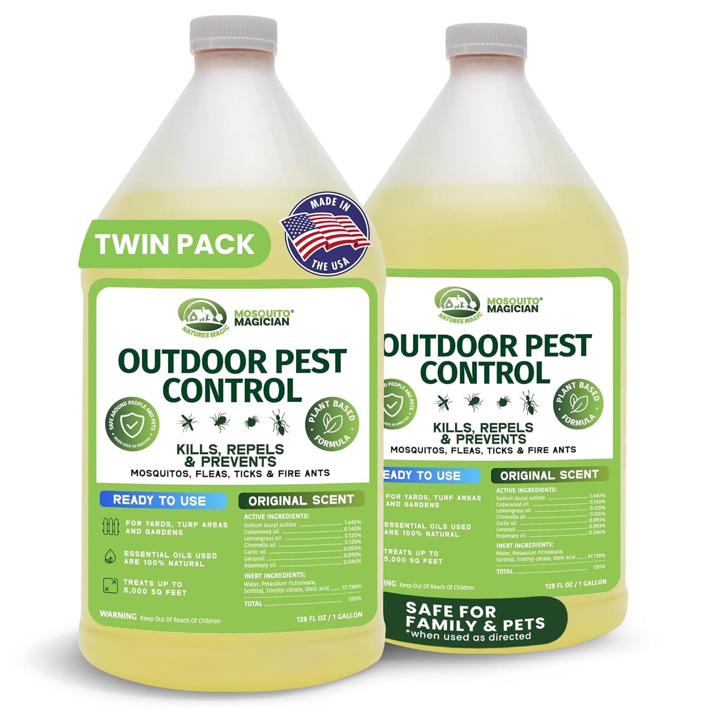 Mosquito Magician Liquid Solution - Effective Mosquito, Flea & Fire Ant Control - Safe for Pets & Lawns, 2 Gallon