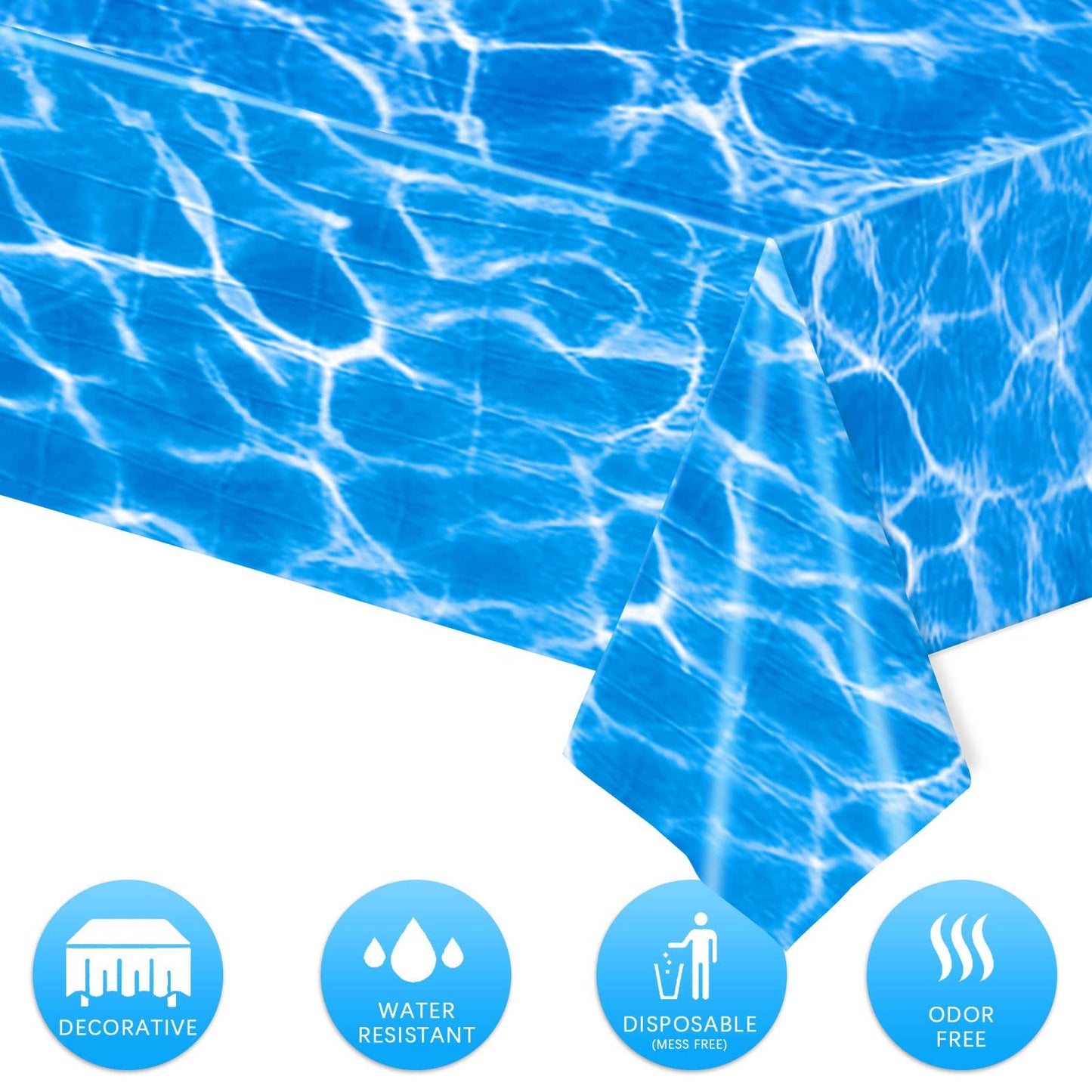 Kesfey 5 Packs Ocean Wave Tablecloth 54 x 108 Inch Water Print Plastic Table Cloth Scratch Resistant Ocean Party Table Covers With Sea Background For Beach Birthday Party Decoration Wallpaper Supplies