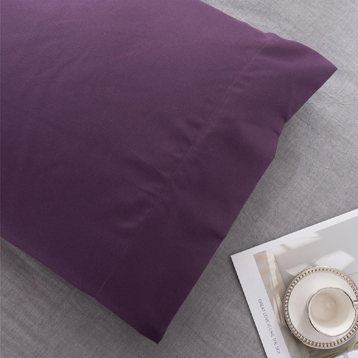 Skiennix Microfiber Queen Bed Pillowcases - Super Soft, Wrinkle & Stain Resistant | 20x30, Purple - 2 Pack