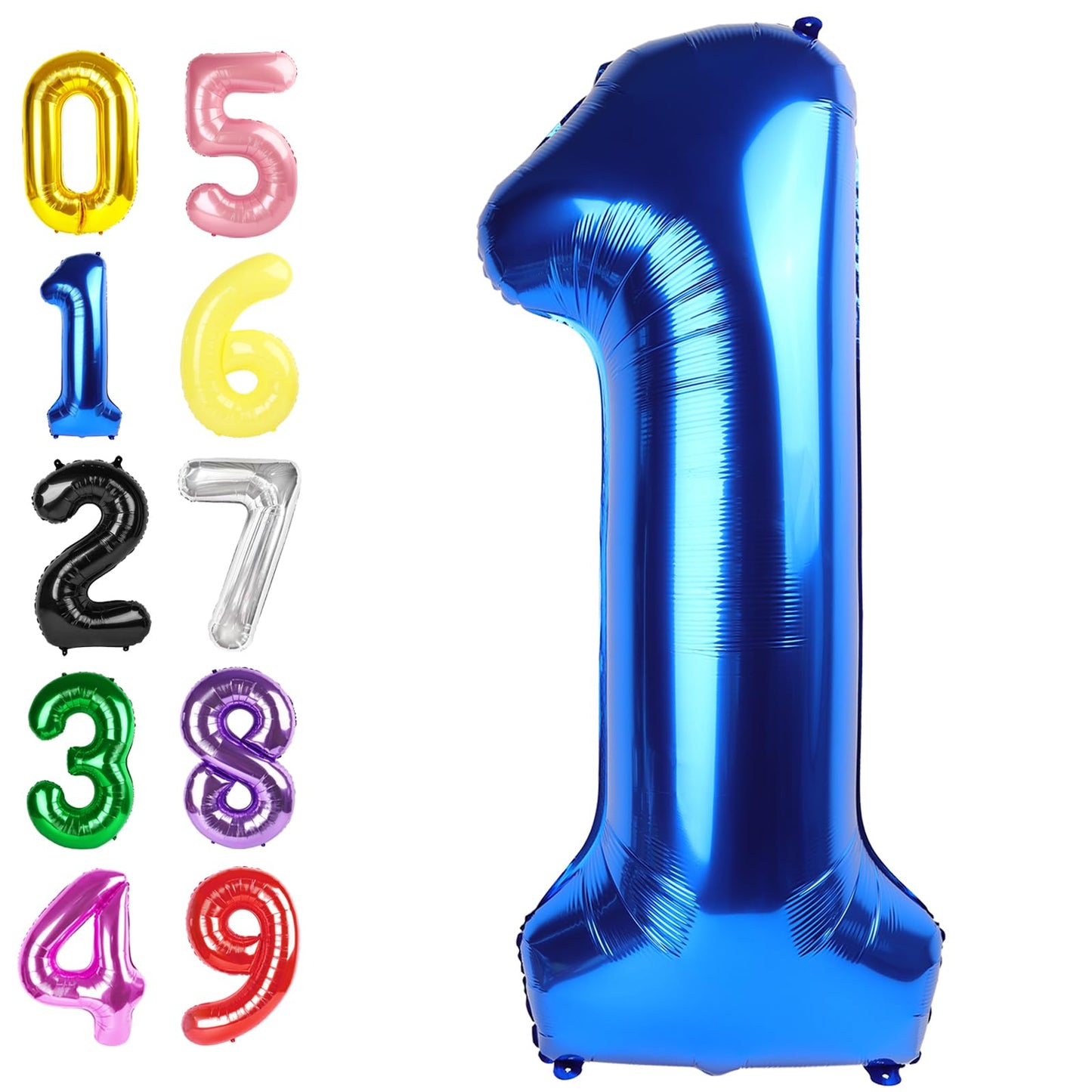 Number Balloons 40 Inch 1 Balloon for Birthday Party, Blue One Balloons Foil Number 1 Ballon for 1, 10, 11, 100 Celebration, Boy and Girl Birthday, Baby Shower, Anniversary Decor