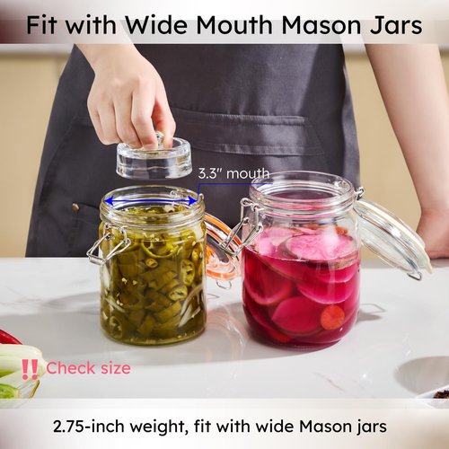 Jillmo Easy Grip Fermentation Weight- 4 Pack of Glass Weights for Wide Mouth Mason Jars