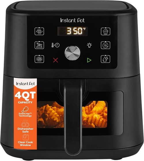 Instant Pot Vortex 4Qt Mini Air Fryer - 6-in-1 Versatile Cooking Options | Black Finish