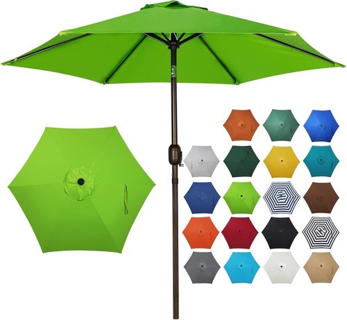 Blissun 7.5 Ft Patio Umbrella - Outdoor Market Umbrella with Push Button Tilt Crank in Lime
