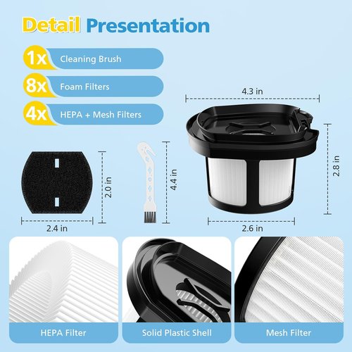 Bissell Vacuum Replacement Filter - 4 Pack Mesh & Foam Filters for Pet Hair Eraser | Compatible with 2284W, 2390A