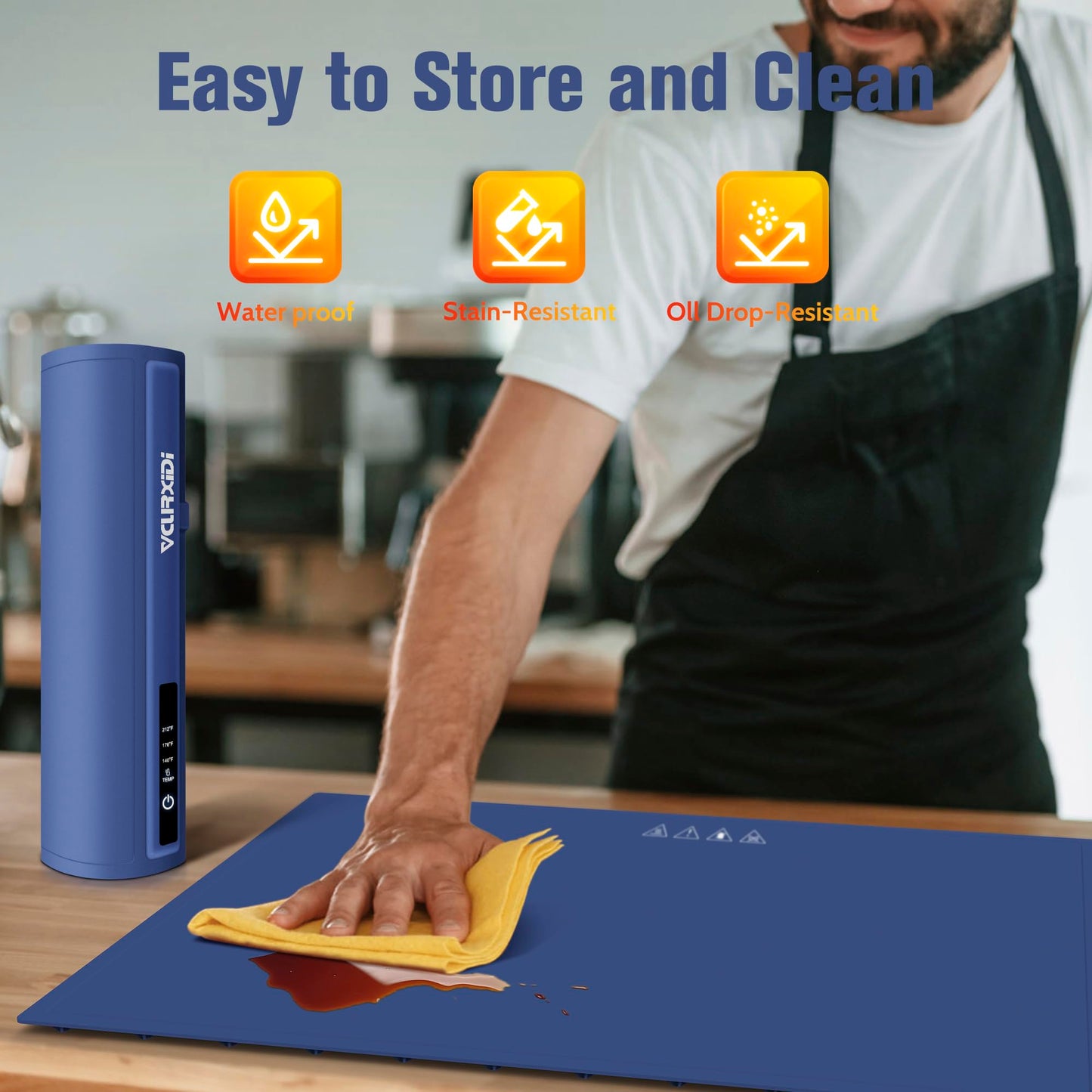 Warming Mat Electric Heating Tray： Silicone Food Warmer Foldable Warming Pad, 3 Temperature Settings Heating Mat for Parties, Buffets, Family Gatherings Blue