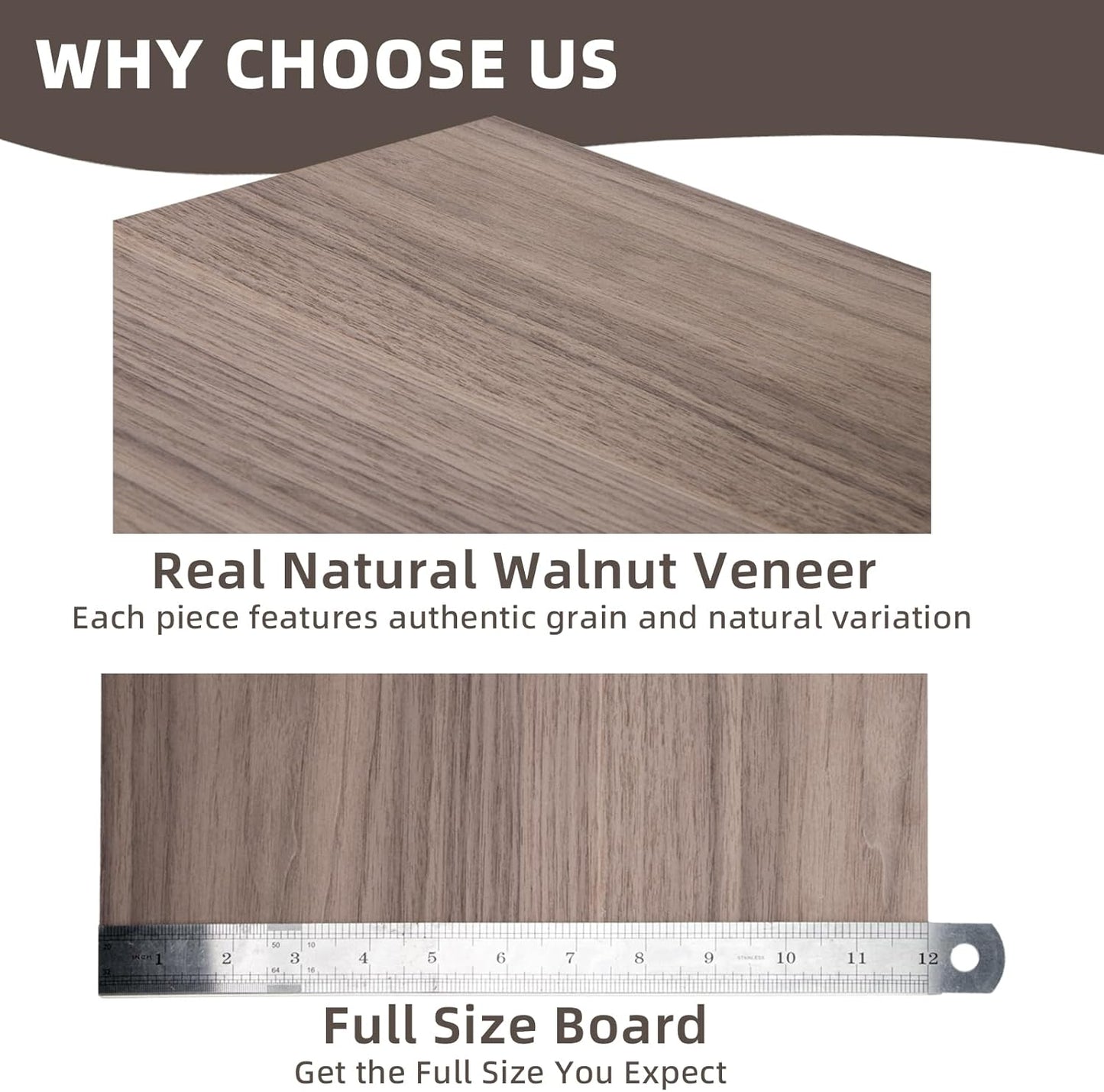 Walnut Plywood Sheets - 1/8 Inch Thick, 12x12 Inch | 6 Pack for Laser Cutting & DIY Crafts