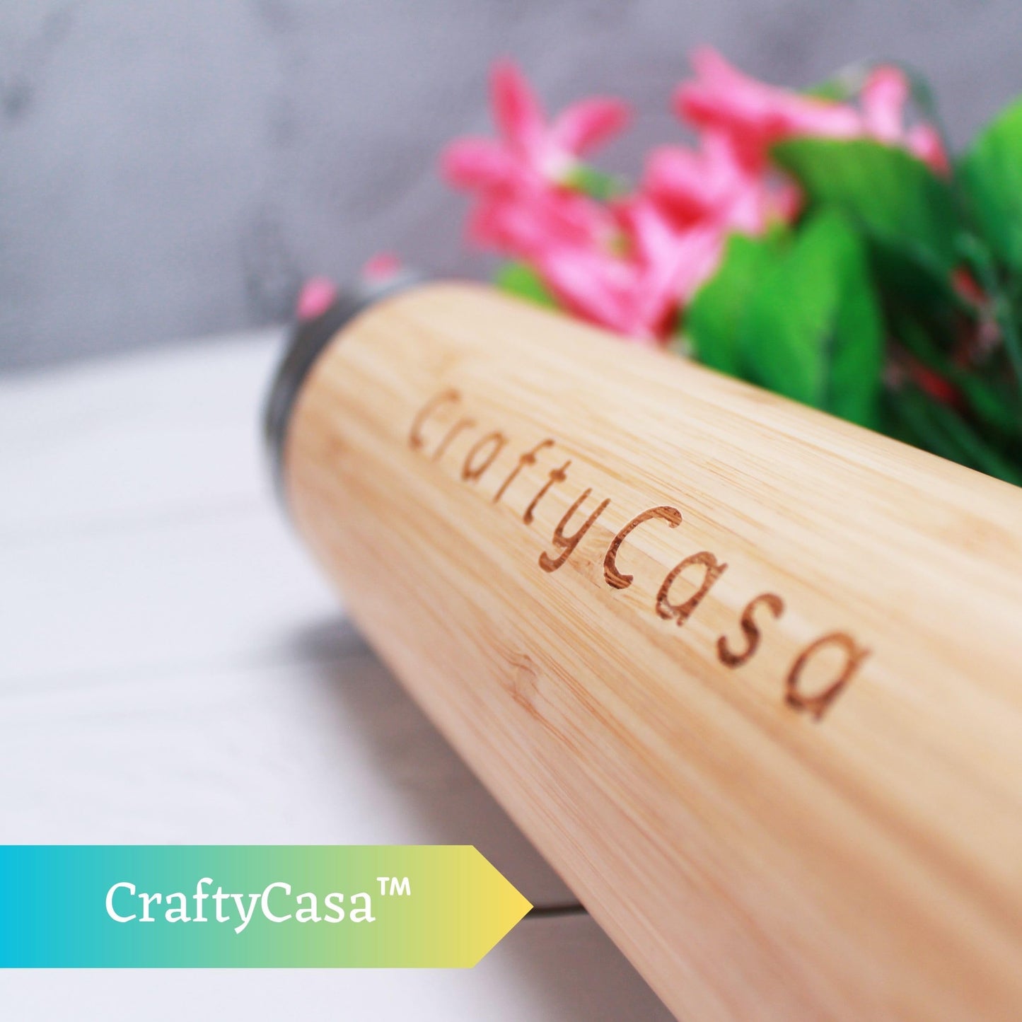 CRAFTYCASA Premium Bamboo Thermos with Tea Infuser 500ml/17oz capacity - Vacuum Insulated 304 Stainless Steel Travel Tea Tumbler Infuser Bottle for Leaf Tea & Coffee - Hot & Cold for 12 Hrs