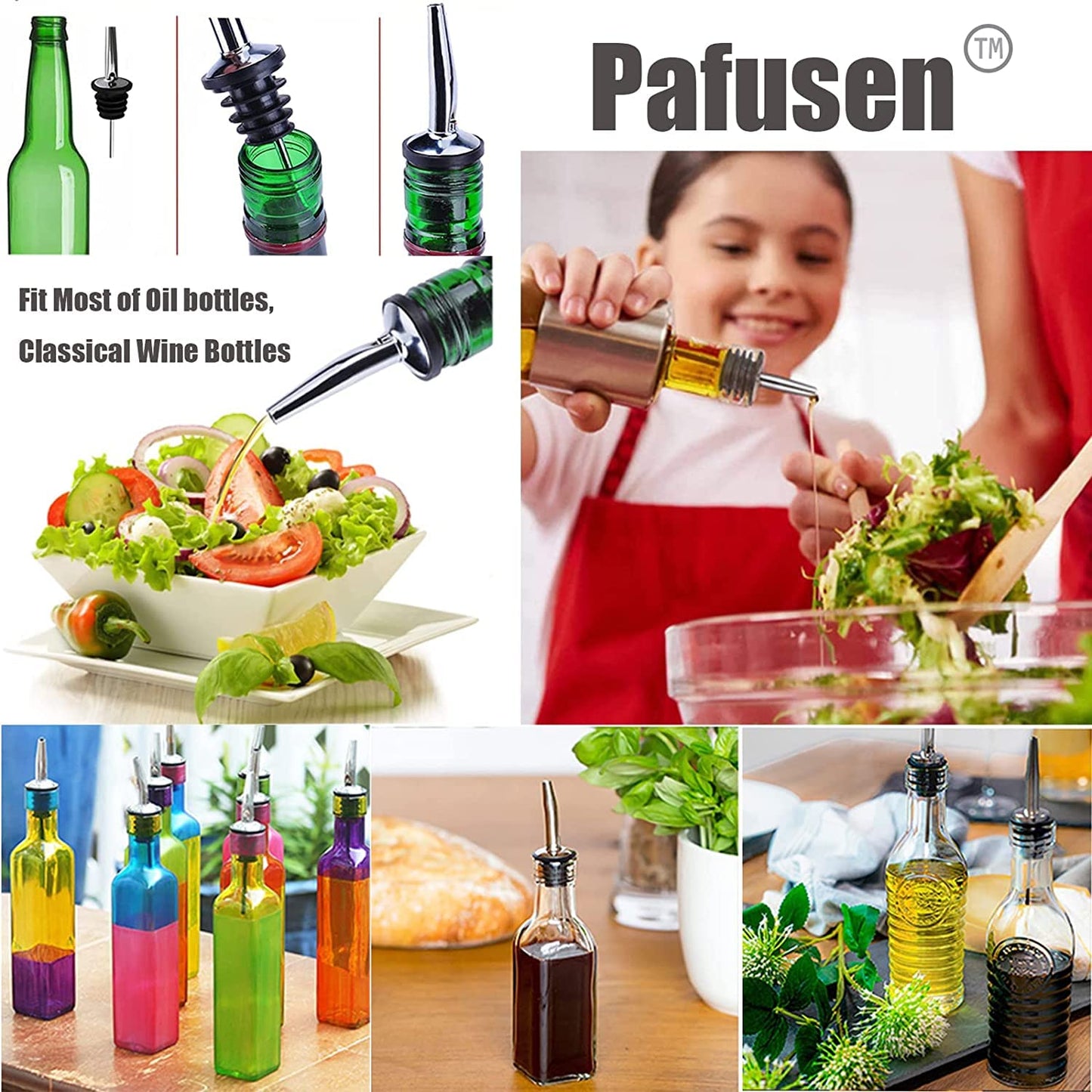 Pafusen 6 Pack Liquor Bottle Pourers, Liquor Pour Spout for Liquor Bottles, Stainless Steel Olive oil Dispenser Spout, Alcohol Pourer Dust Caps Covers Fixed, Rose Gold