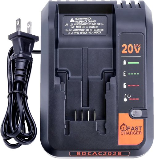 Black and Decker 20V Fast Charger - Compatible with LBXR20 & BDCAC202B Lithium Batteries
