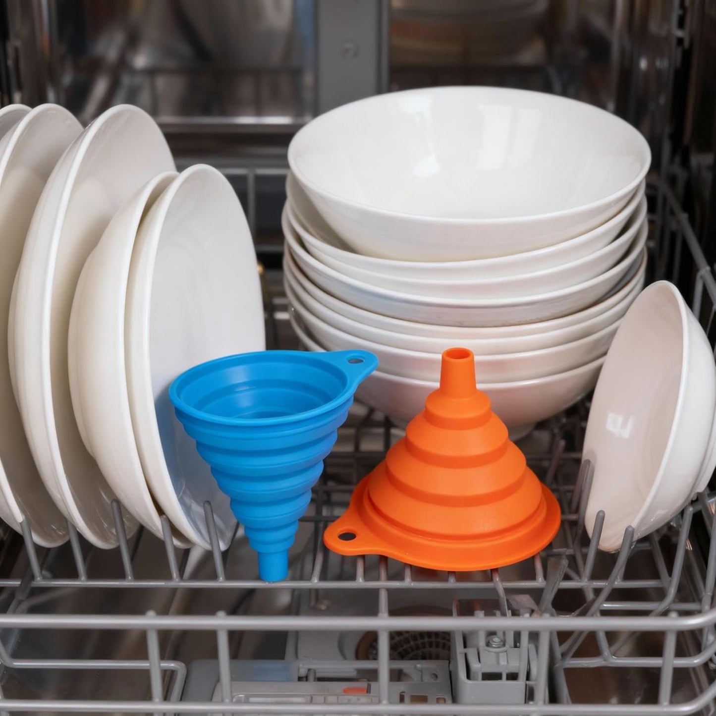 Skiennix Silicone Funnel Set - Foldable & Collapsible Kitchen Funnels for Easy Bottle Filling | 6-Piece Set