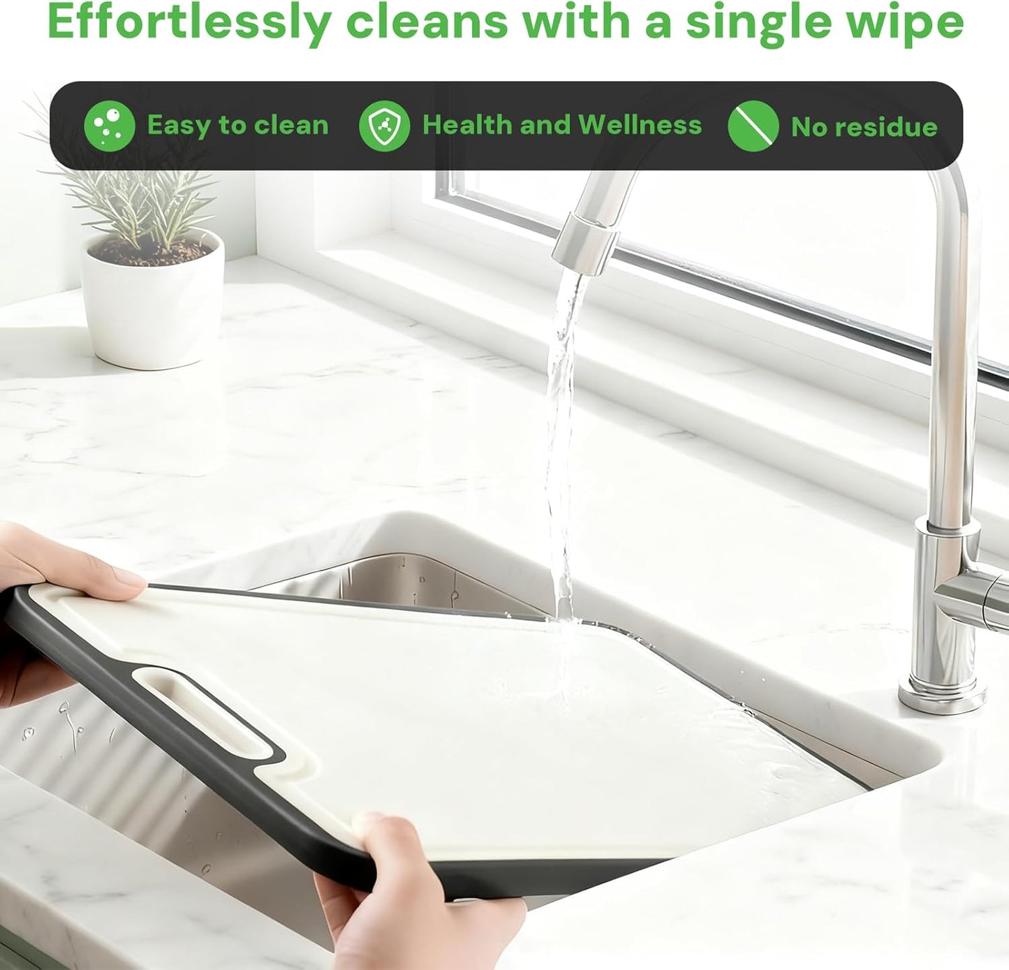 Titanium Cutting Boards - Non-Toxic Double-Sided Food-Grade Kitchen Board | Easy-Clean Large 15.1”x10.4”