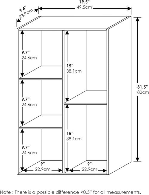 Furinno LUDER 5-Cube Bookshelf - Reversible Design, Easy Assembly | White/Pink, 9.4 x 19.5 x 31.5