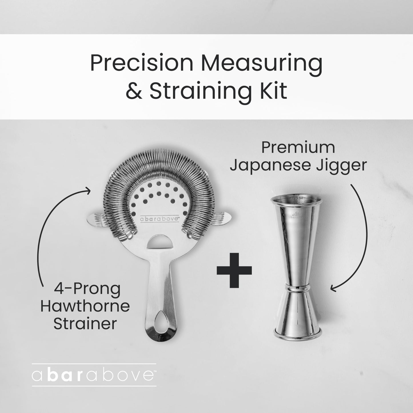 A Bar Above Premium Japanese Jigger, with 8 Measurements Inside, Professional and Heavy-Duty, 304 Stainless Steel Cocktail Double Jiggers, for Bartending, 1 Jigger, Black
