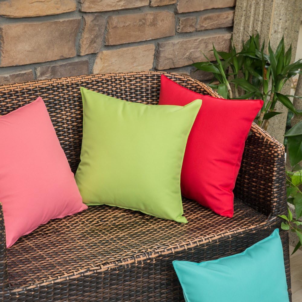 MIULEE Decorative Outdoor Pillow Covers - Waterproof Square Cushion Shams | 18x18 Inch Red (Pack of 2)