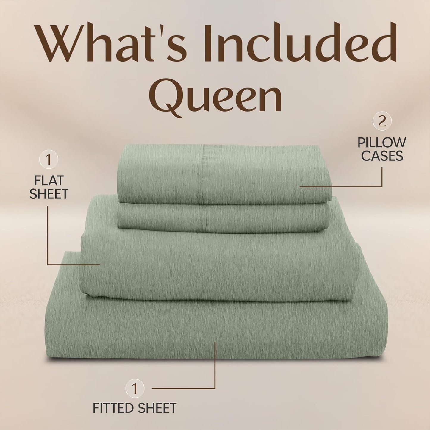 Utopia Bedding Queen Size Sheet Set - Soft, Breathable Microfiber, 4-Piece in Heather Sage