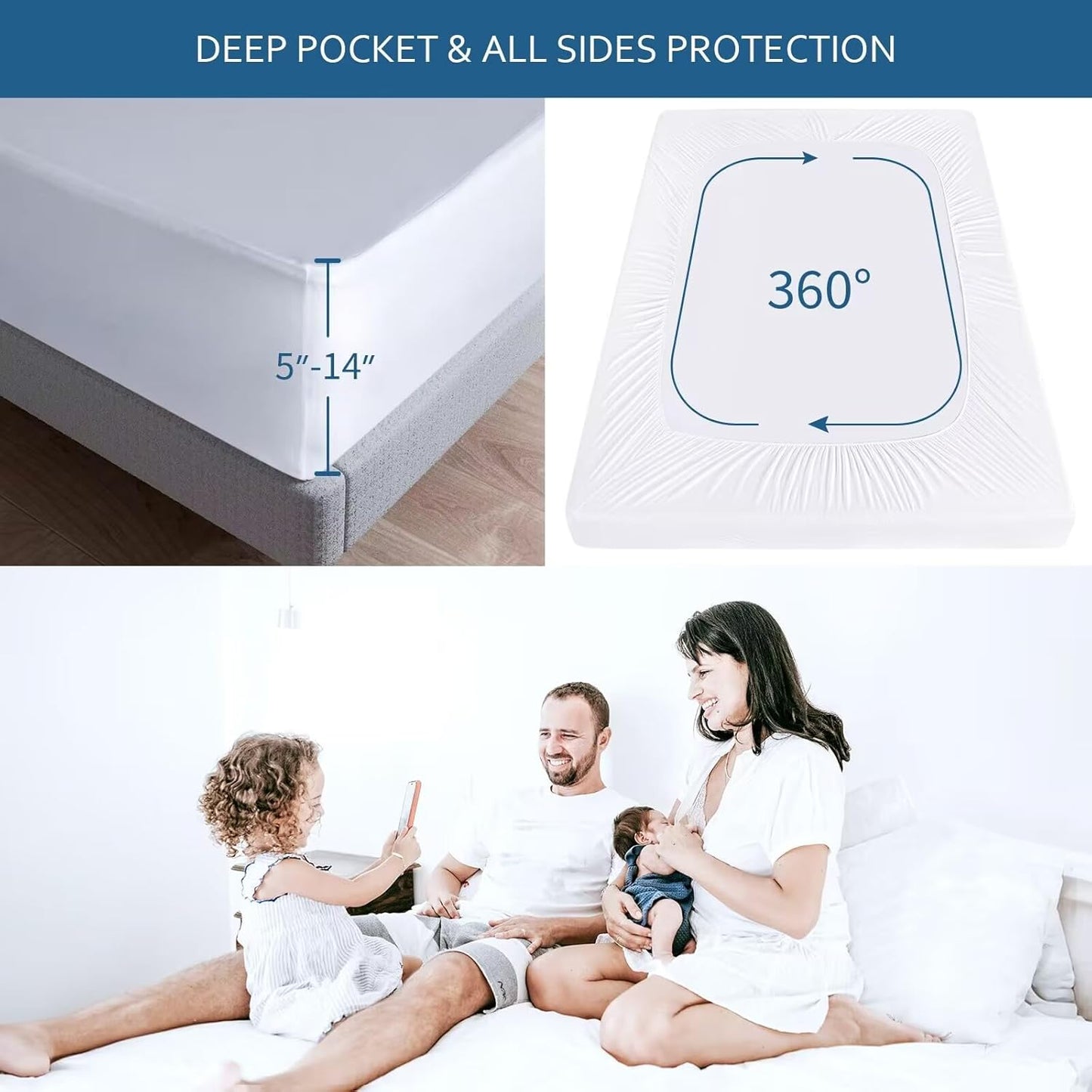 Skiennix Waterproof Mattress Protector - Twin Size, Breathable & Noiseless Fitted Cover