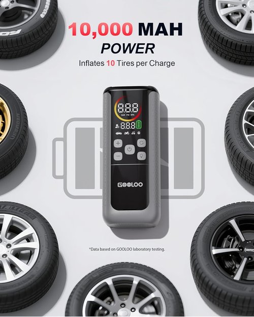 GOOLOO GT160 Dual Tire Inflator - Portable Air Compressor with Upgraded LED Screen & Auto Shut-off for Cars & Bikes