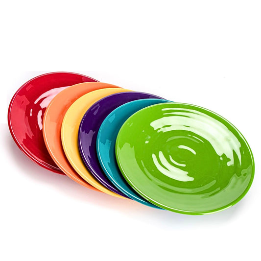 MIYOPESI 11-Inch Melamine Plates (Set of 6) - Unbreakable and Reusable Plastic Dinnerware with Ceramic Feel, Stackable and Dishwasher-Safe - Versatile for All Meals (Multicolor)