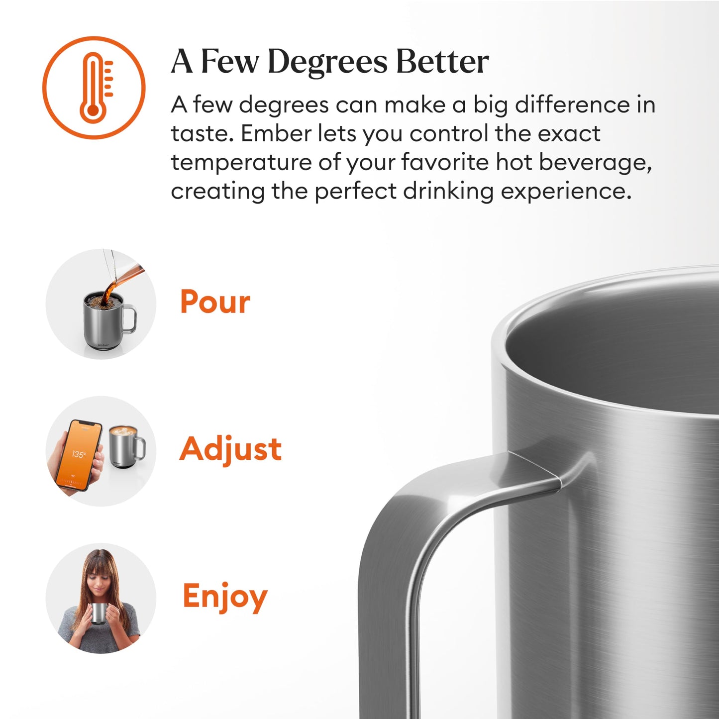 Ember Temperature Control Smart Mug 2, 10 Oz, App-Controlled Heated Coffee Mug with 80 Min Battery Life and Improved Design, Stainless Steel