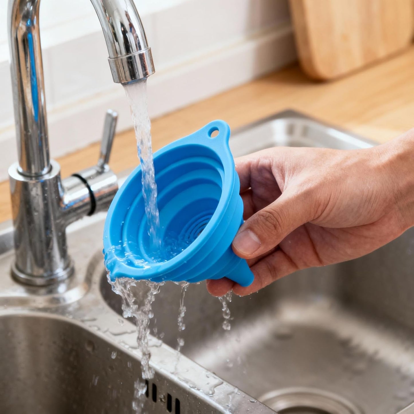 Skiennix Silicone Funnel Set - Foldable & Collapsible Kitchen Funnels for Easy Bottle Filling | 6-Piece Set
