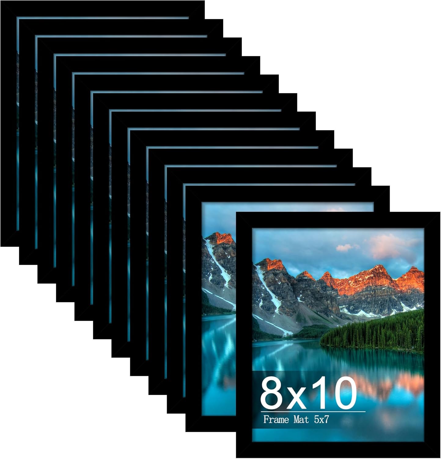Picrit 8x10 Picture Frame Set of 12 - Versatile Display for 5x7 or 8x10 Photos | Black