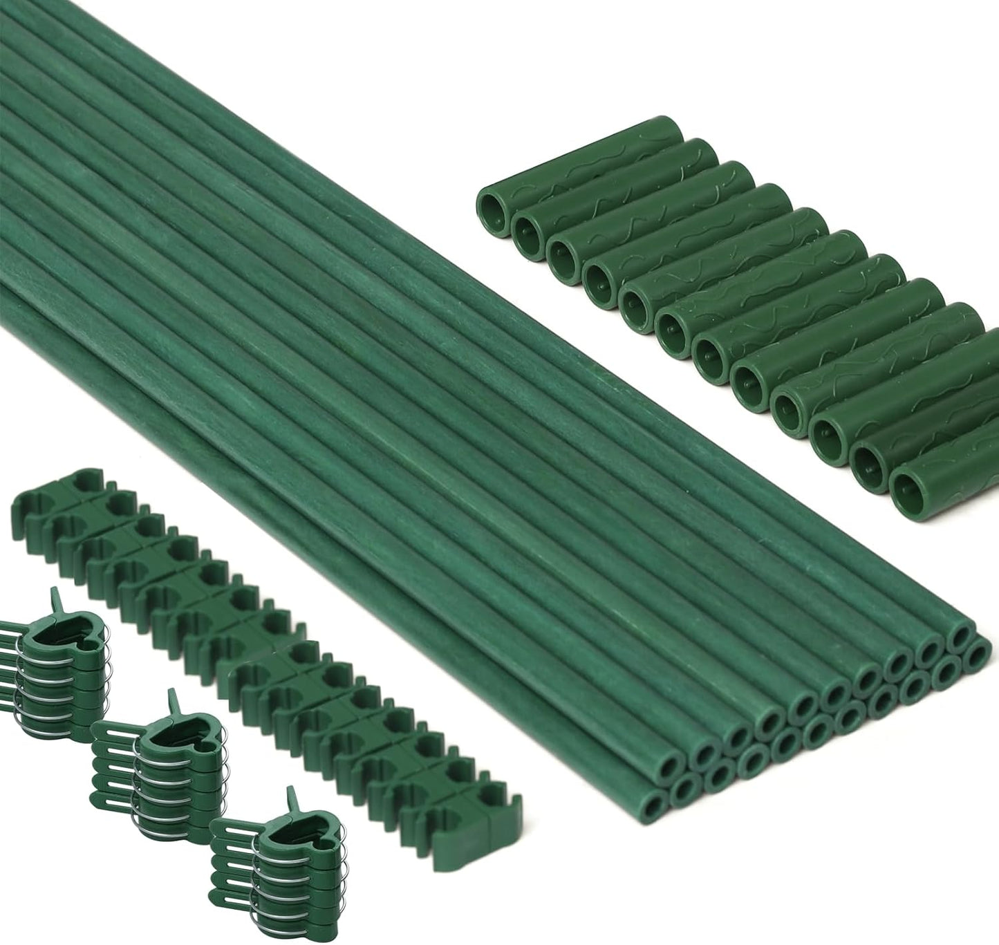 MAXPACE Garden Stakes Kit - 62-Piece Fiberglass Plant Support Set for Tomatoes & Vegetables | DIY 4ft-7ft