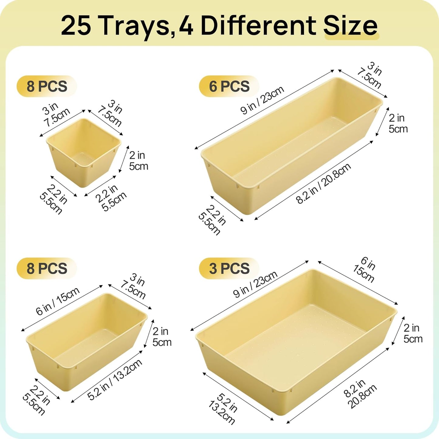 Vtopmart 25 PCS Plastic Drawer Organizers Set - Versatile Storage Bins for Makeup, Kitchen, and Office