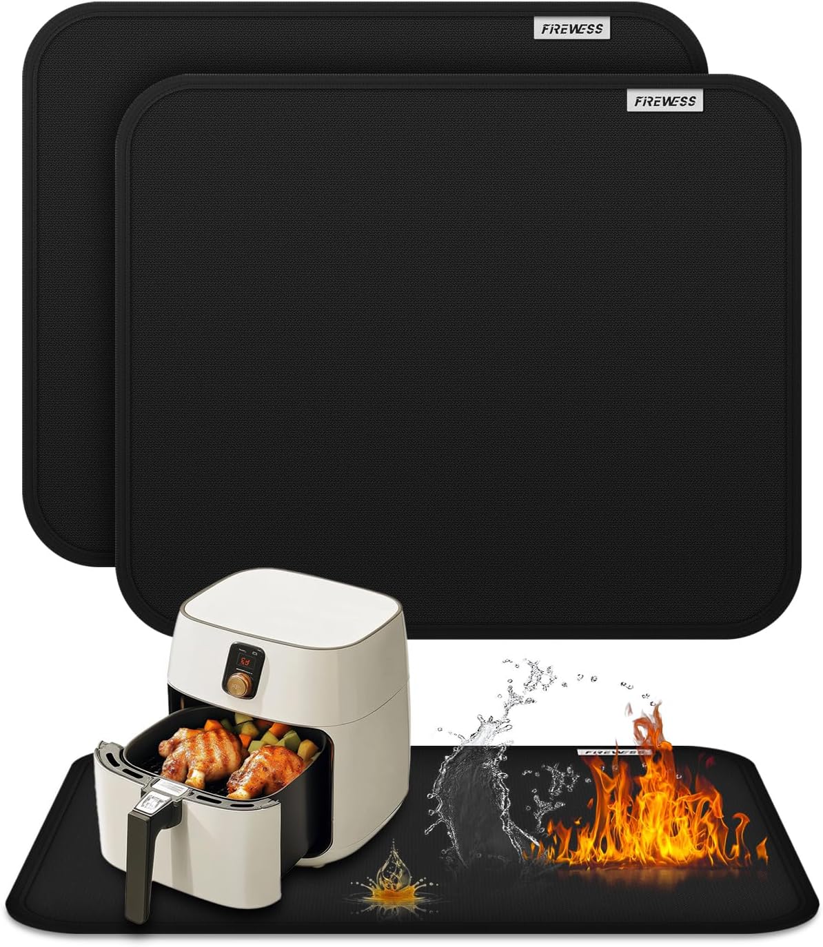 Skiennix Heat Resistant Mat - 15x18in Silicone Kitchen Countertop Hot Pads for Air Fryer & Oven | 2-Pack